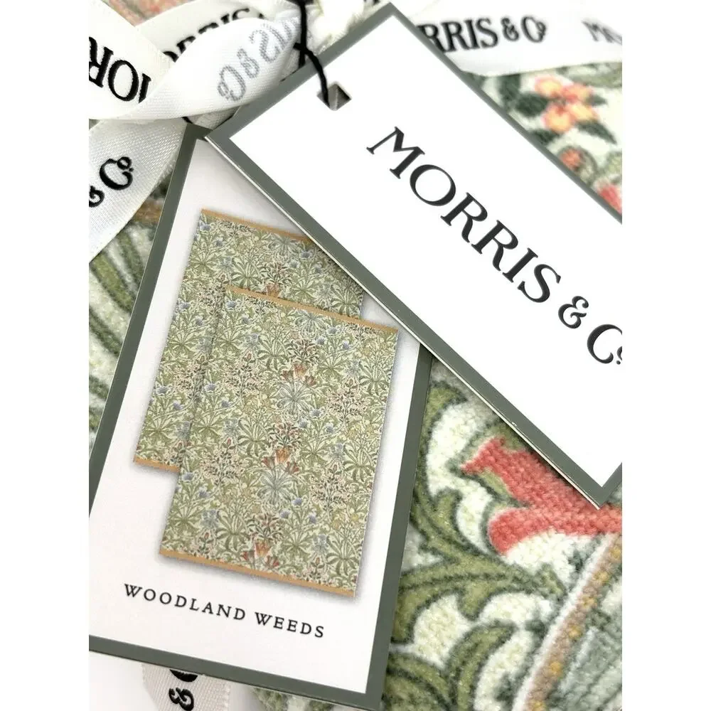William Morris & Co Hand Towels Woodland Weeds Coral Velour NWT Set Of 2